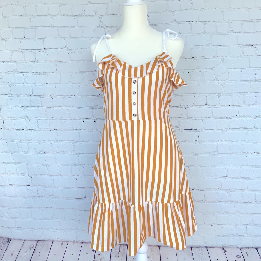 ASOS Mini mustard and white striped dress